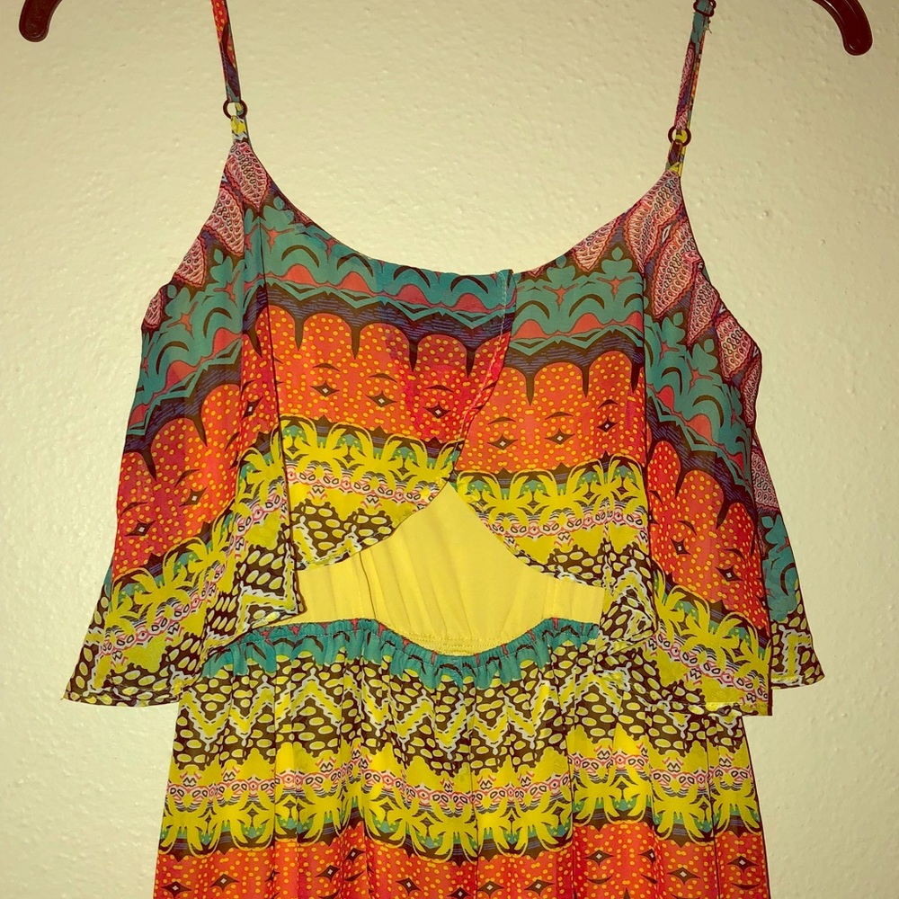 Size small red camel maxi dress with cut out back